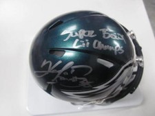 Kenjon Barner Philadelphia Eagles Signed Mini Helmet COA SB Champs Inscription