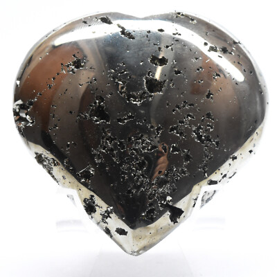 2.5'' Golden Pyrite Heart Natural Crystal Sparkling Druzy Mineral Gemstone - Peru