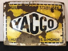 Ancienne plaque émaillée YACCO Huile Moteur automobile garage pneu 70x50 cm