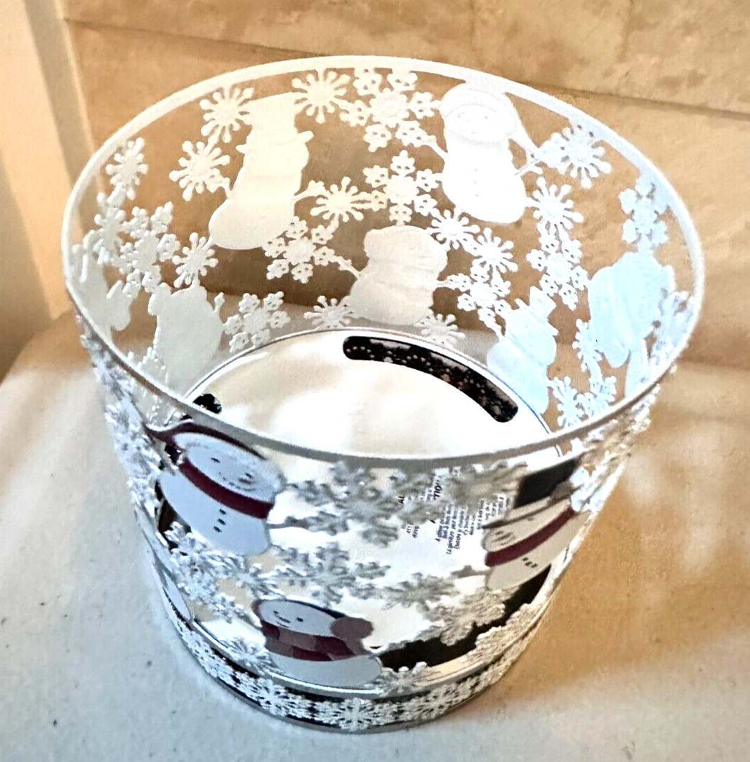 Bath & Body Works HOLIDAY SNOWMAN SNOWFLAKE 3 Wick CANDLE HOLDER NEW JAN