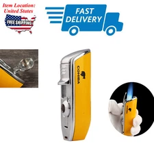 3 Jet Flame Cigar Lighter Punch Metal Windproof Butane Gas Torch Lighter Travel