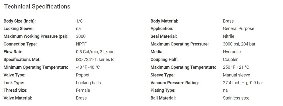 Eaton Aeroquip 1/8" NPT Quick Coupler Set FD-1101-02-02 & FD45-1086-04-04 - Image 2 of 4
