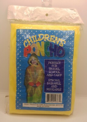 Children's Yellow Poncho Great for Travel, School or Day-to-day activities