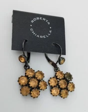 Roberta Chiarelli Champagne Rhinestone Dangle Earrings