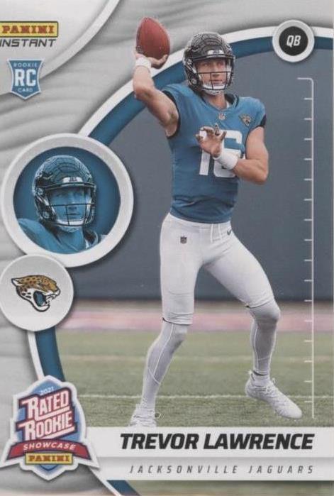 Carte Panini XR Trevor Lawrence Rookie 2021 - Auto Bleu 13/20 - Jacksonville Jaguars