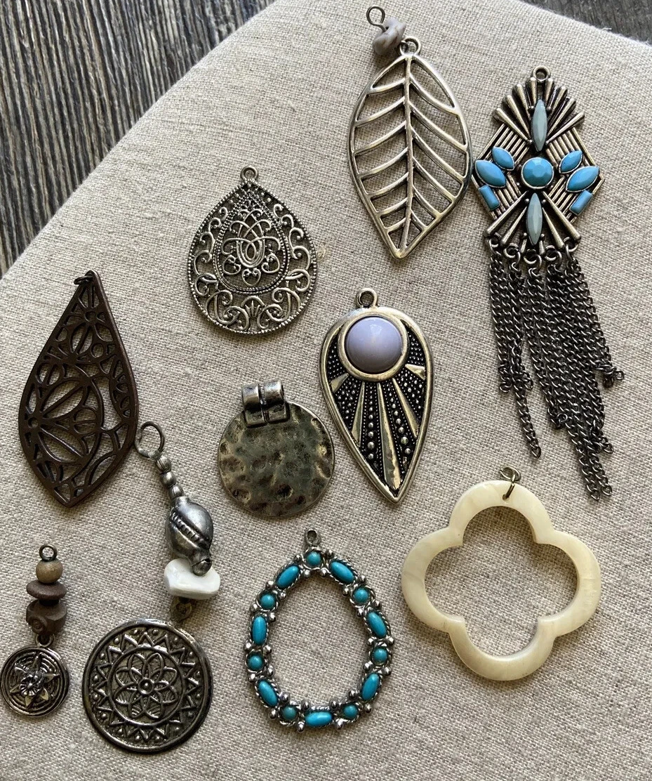 Pendants Charms Jewelry Making Vintage Modern Lot 10 Boho Natural Metal