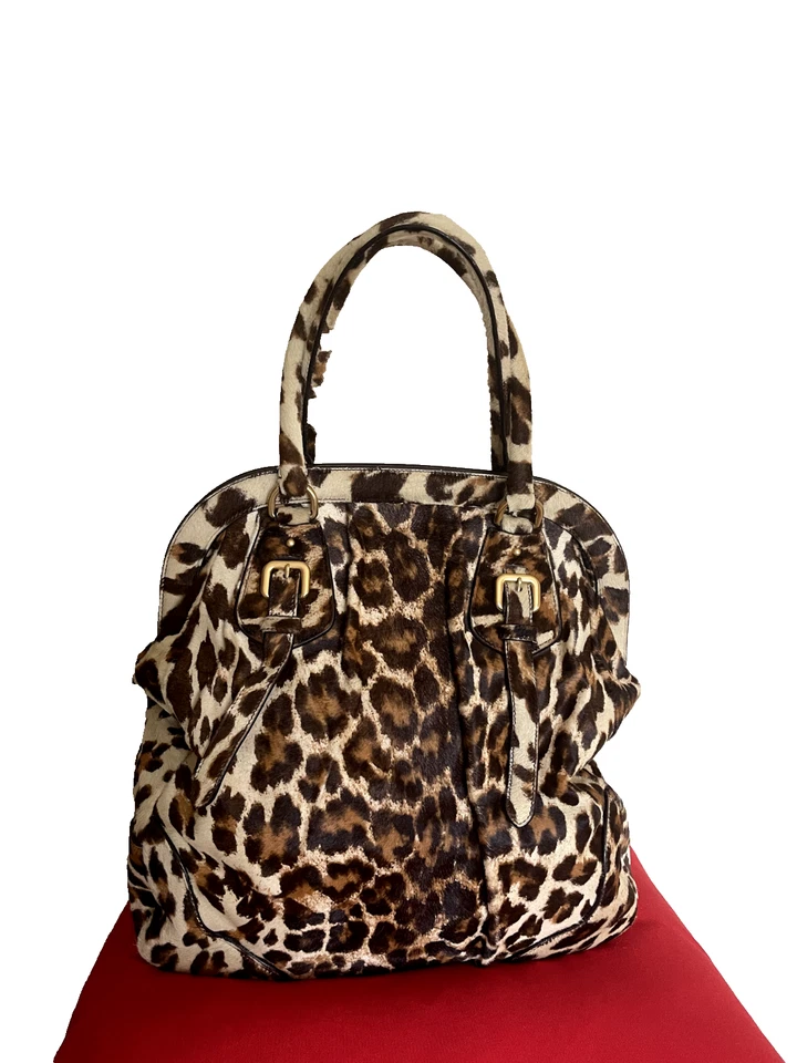 Auténtico bolso de hombro Prada Cavallino Bauletto - pelo de pony de leopardo - herrajes dorados Foto 2 de 4