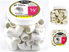 White 90 Degree Elbow Fitting 1/2 in x 1/2 in PVC Schedule 40, Include 30 Elbows