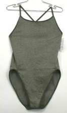 BP. Womens Maya Seamless Bodysuit Solid Green Adjustable Straps Scoop Neck Sz L