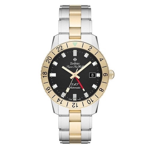 Zodiac Super Sea Wolf GMT Black Dial Steel Bracelet Watch ZO9405