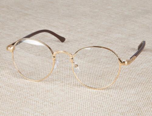 New Oval Gold Eyeglass Frame Man Women Plain Glass Clear Full-Rim Spectacles FS - Picture 1 of 10