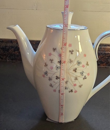 Noritake Japan Mid Century Modern Coffee Pot Pattern N 1383 Small Flowers - Picture 12 of 13