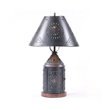 Irvin's Country Tinware Tinner's Revere Smokey Black Finish Table Lamp with S...