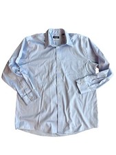 Men’s Chaps 100% Regular Fit Blue Button Down Shirt Size 17 32/33