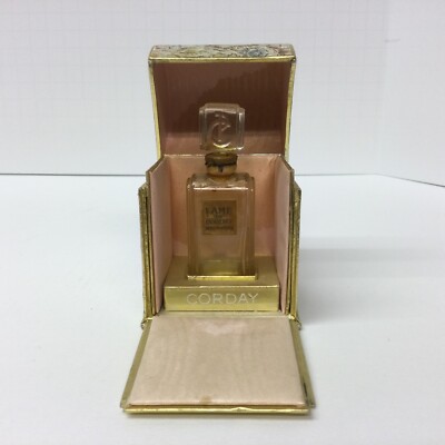 Rare Corday Fame Perfume Bottle Presentation Box Pink Silk Lining 1946