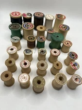 Wooden Spool Lot of 30 - Threaded & Empty - Small Medium Large
