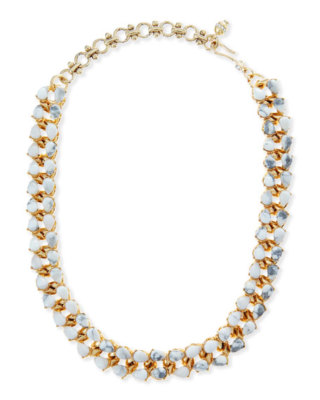 Lee Angel Neiman Marcus Teardrop Howlite and Brass Necklace, 19''L NIP $250