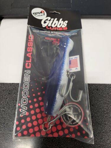 1 Gibbs Lures Polaris Popper BLUE 1 1/2 oz FREE SHIPPING - WOOD IS GOOD!! - Picture 1 of 3