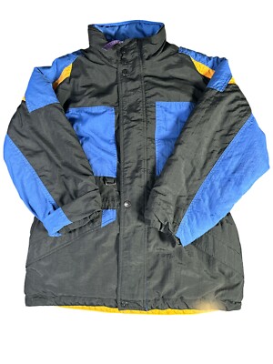Pacific Trail Jacket Men's Large Black/Blue/Orange Ski Coat Puffer