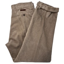 Vtg Chaps Ralph Lauren Corduroy Pants Mens 36x32 Tan Pleated Wide Wale Cuffed
