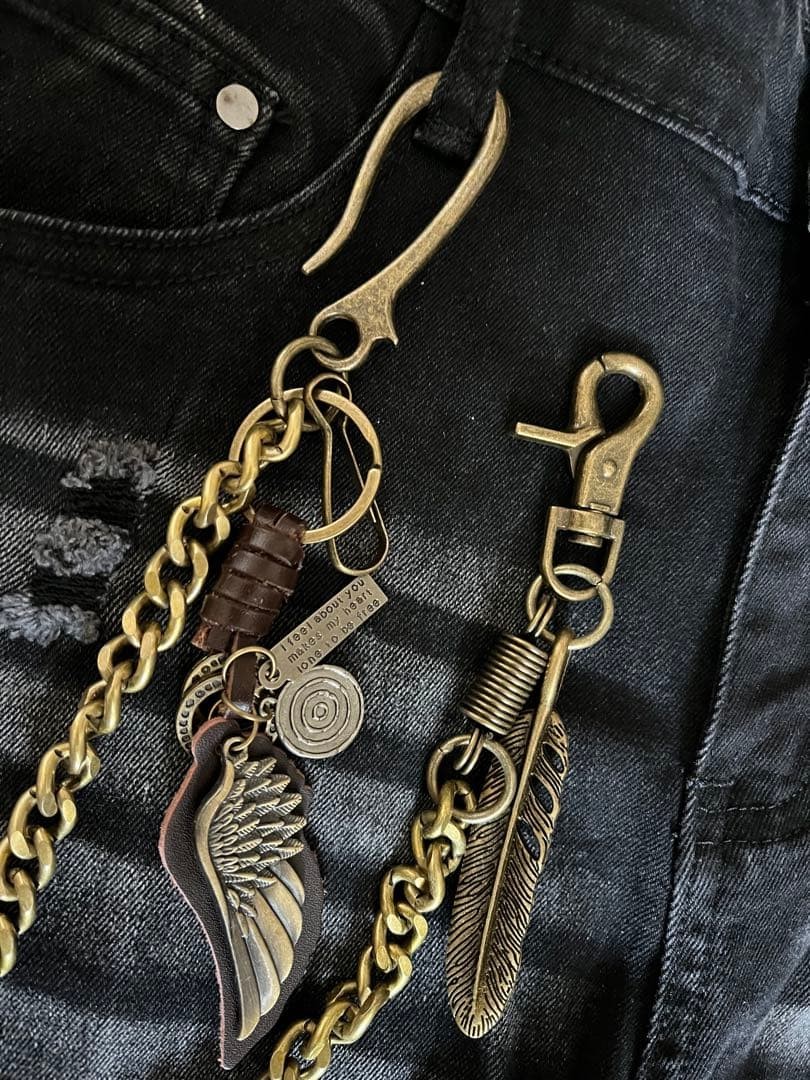 Vintage Eagle Feather Wallet Chain 70cm Keyring American Casual Used