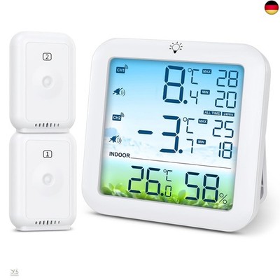 Ankilo Digitale Kühlschrankthermometer,Temperaturalarm Farbbildschirm Anzeige