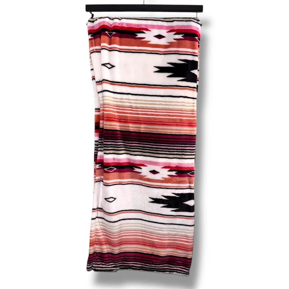 Manta Wrangler de gran tamaño ultra felpa a rayas aztecas del suroeste acogedora suave Foto 3 de 4