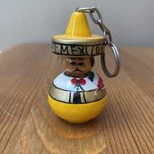 Handpainted M XICO Keychain 2.5" Mexican Man Souvenir Figure w/ Hat  Flag