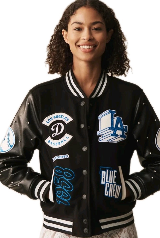 NWT THE WILD COLLECTIVE x ANTHROPOLOGIE MLB DODGERS Letterman