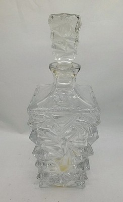 Bohemia Lead Crystal Hand Cut Art Glass Decanter Made In Czech Republic 24% PbO