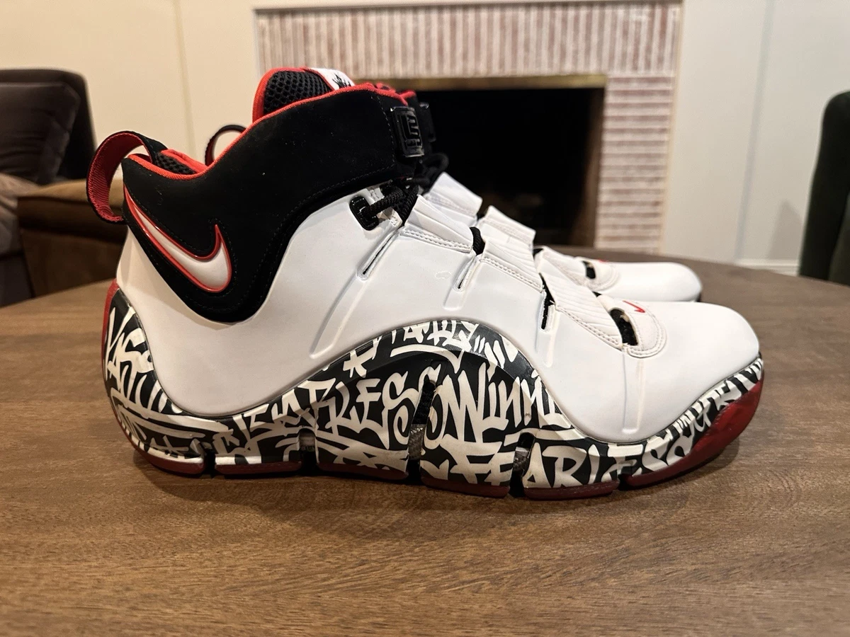 【used】NIKE ZOOM LEBRON 4 Preços baixos em Nike Zoom LeBron 4 Black White Red | eBay
