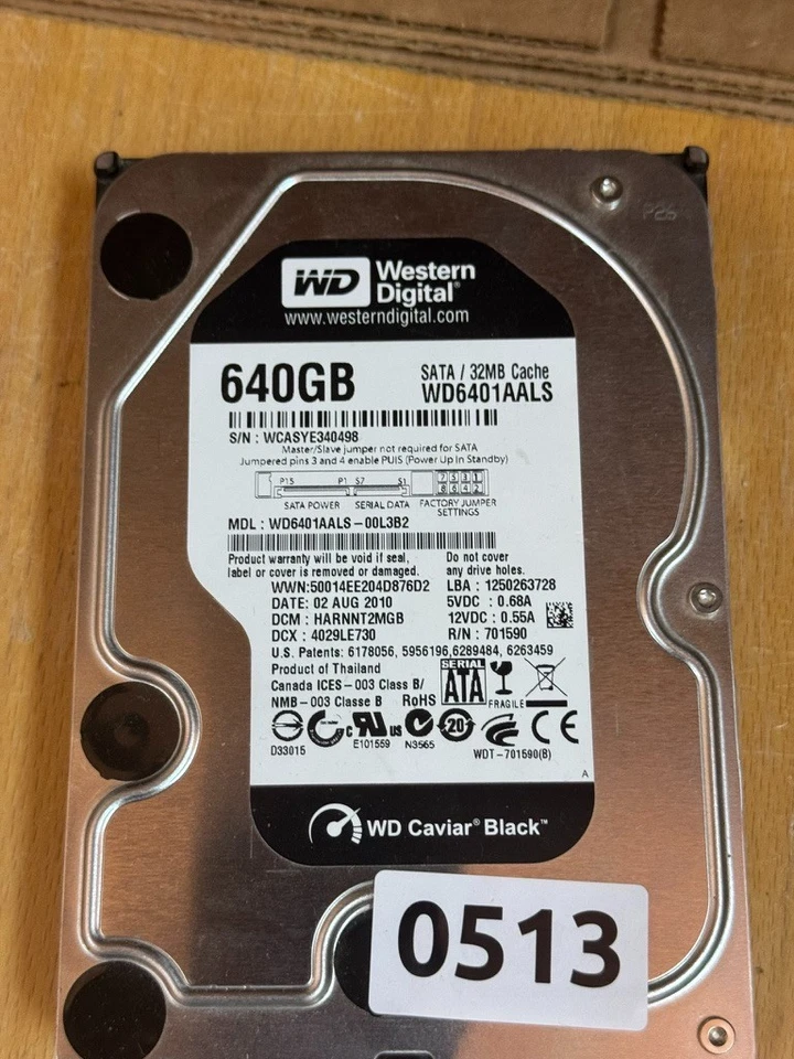 Western Digital Caviar Black 640GB 7200RPM 3.5" WD6401AALS-00L3B2 HDD - Image 3 of 4