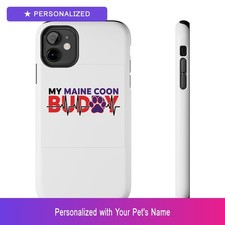 Custom Maine Coon Cat Paw Print Heartbeat Phone Case Personalized Pet Name Cover