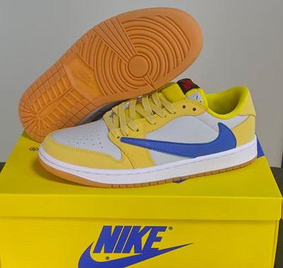 Men's Travis Scott x Jordan 1 Low OG ''Canary Yellow'' Sneakers Size US 7-12