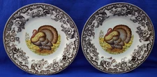 Spode Woodland Turkey (2)  Dinner Plates, 10 3/4" More Available England  (G55)