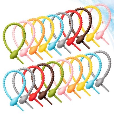  40 stücke Silikonkabel Krawatten Zip Krawatten Wiederverwendbare Headset Data