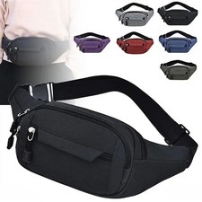 Men Women Waist Bum Bag Fanny Pack Travel Holiday Money Belt Zip Pouch Wallet