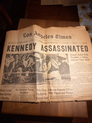 LA Times Saturday Morning, November 23, 1963 Headlines ''Kennedy Assasinated''.