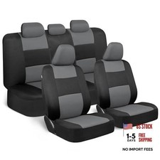 PolyPro Car Seat Covers Full Set in on Black, Front and Rear Split Bench Gray