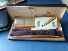 14kt g.f. CROSS pen A Gift for Her orig case 2 sleeves papers, xtra ink monogram
