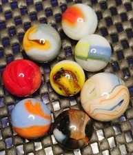 .76"-.58" VINTAGE-MODERN MARBLES LOT X8  MINT/NM