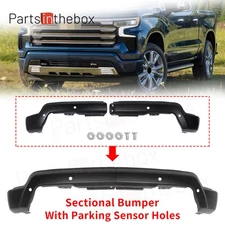 Front Bumper Face Bar w/Sensor Hole Black For 2022-2024 Chevrolet Silverado 1500