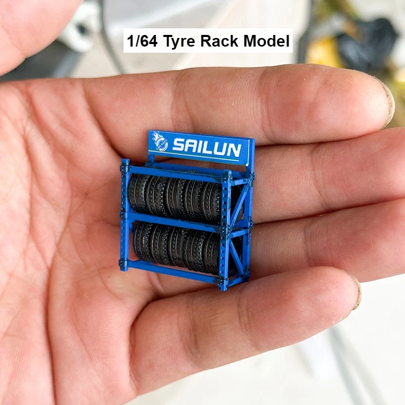 Diorama 1:64 Scale Tyre Rack Model Garage Workshop Scene Props Accessories Model - Image 4 of 4