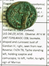 Roman Provincial - Gordian III, GAZA. Very attractive dated AE, rare/desirable
