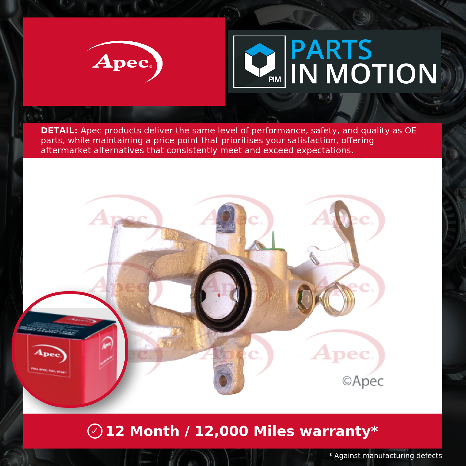 Brake Caliper fits FIAT STILO 192 1.9D Rear Right 01 to 08 9949359 Apec Quality