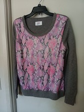 JUSTICE GIRLS GRAY SWEATER SEQUINS LONG SLEEVES SIZE 20