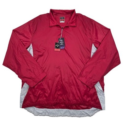 NWT Callaway Weather Series 1/4 Zip Golf Windbreaker Color Block Red Mens XXL