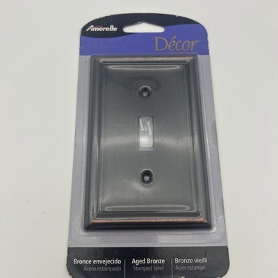 Amerelle Aged Bronze Single Toggle Wall Plate Transitional Style Home Decor