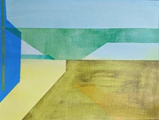 Original Art Abstract Acrylic Painting 9x12 on Art Paper. 'Ochre and Sky'