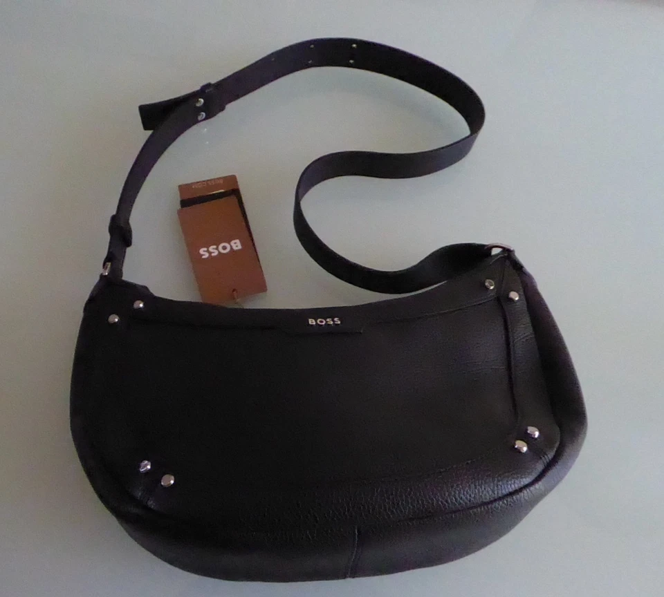 Hugo Boss Ivy Hobo Schultertasche*Cross Body*Umhängetasche*Rinderleder*schwarz - Bild 2 von 4